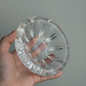 Val St Lambert Vintage Clear Crystal Scalloped Trinket Candy Catch All Dish Bowl